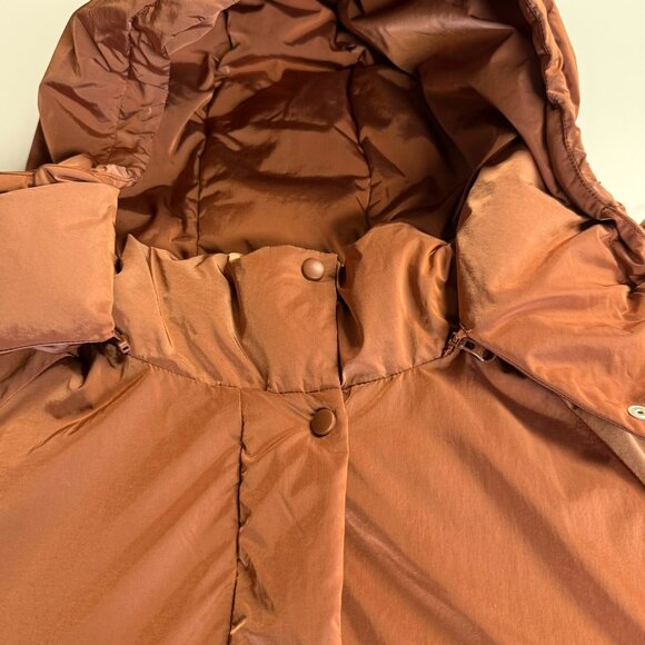 Moussy Puffer Jacket Detachable Hood Insulated Terracotta Free/ One Size - Picture 10 of 15